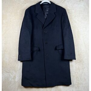 Adams Row Mens 42S Vintage 100% Wool Overcoat Navy Blue Made in Yugoslavia
